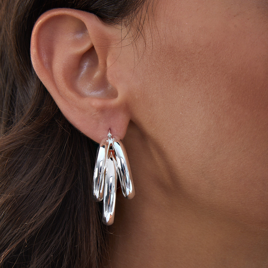 Orecchini 3 Cerchi Argentati.     000EXO4359900   1964