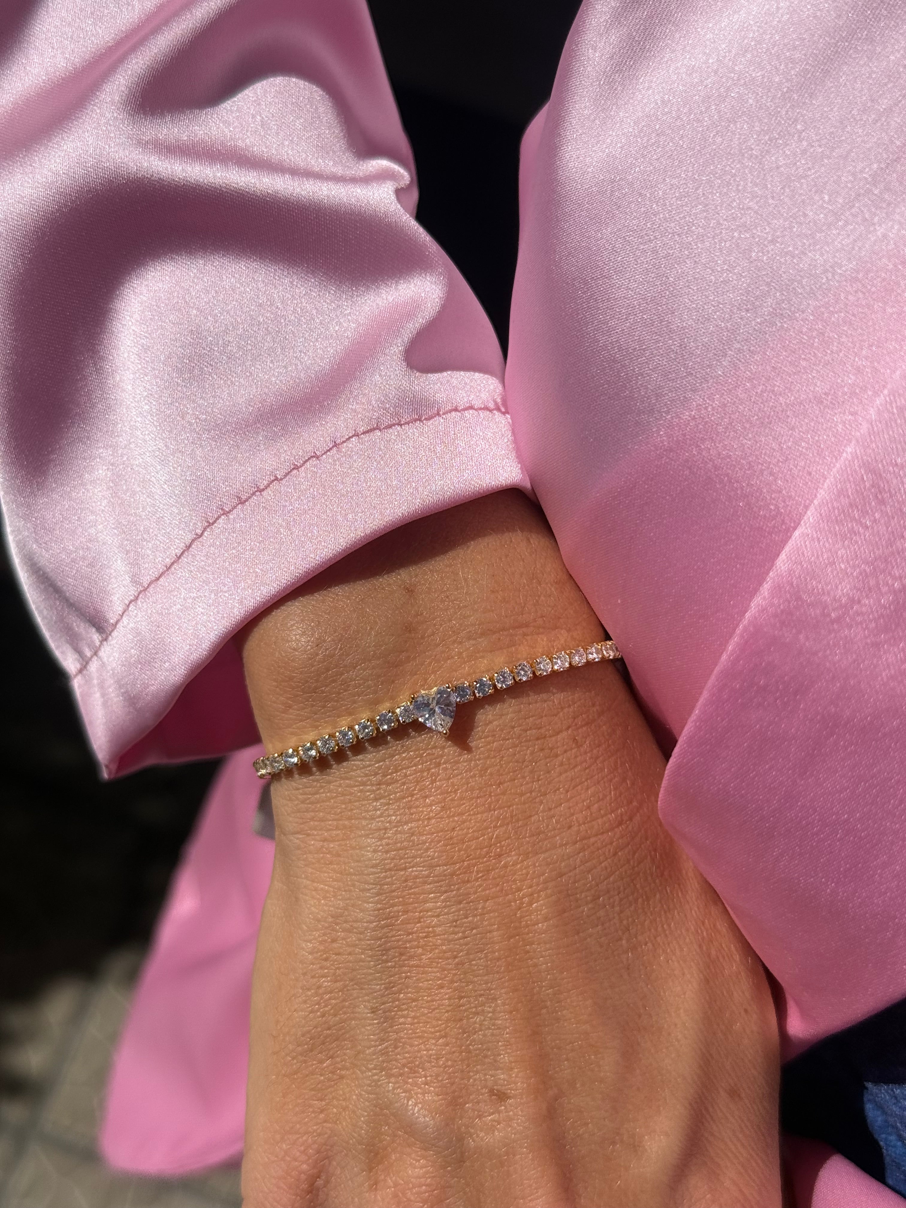 Bracciale Tennis con Cuore Centrale