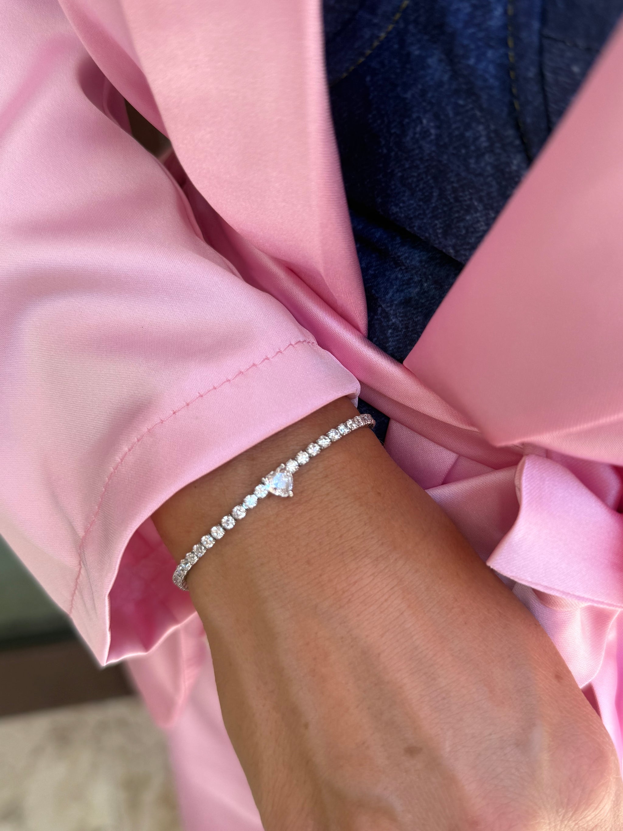 Bracciale Tennis con Cuore Centrale