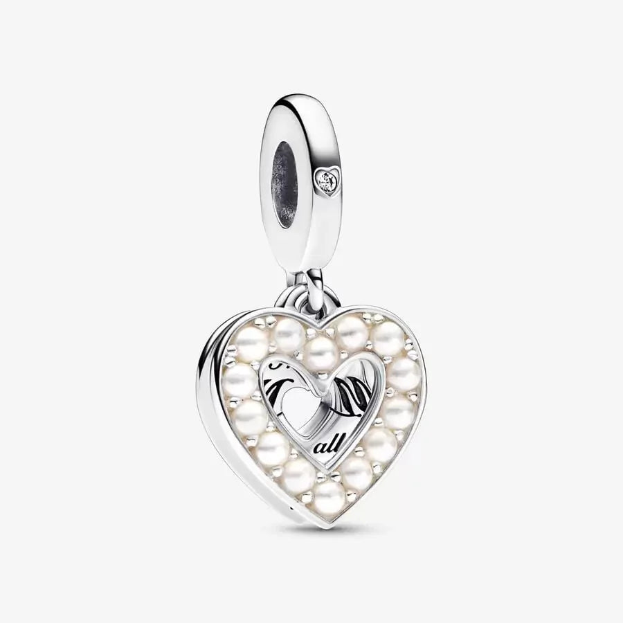 Charm Pendente Doppio Cuore con Perle Coltivate.   792649C01