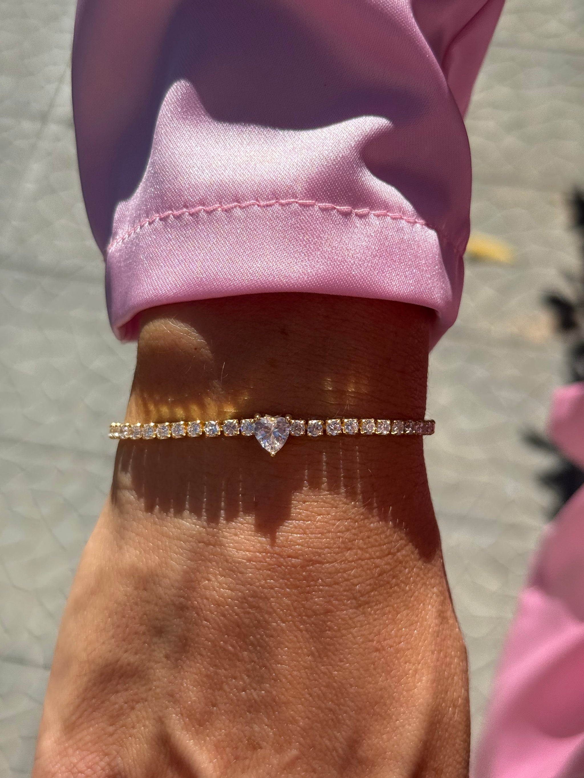 Bracciale Tennis con Cuore Centrale