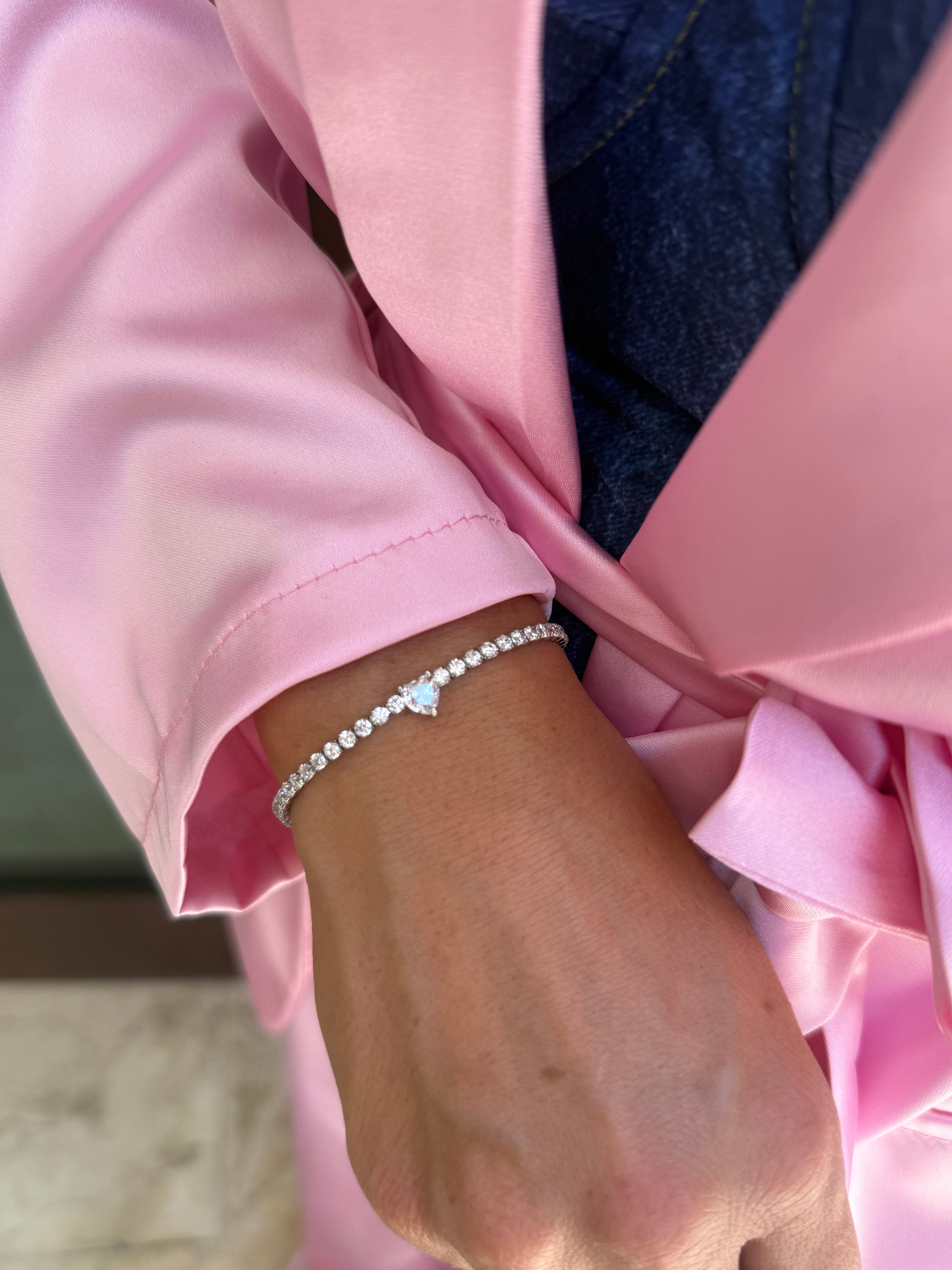 Bracciale Tennis con Cuore Centrale