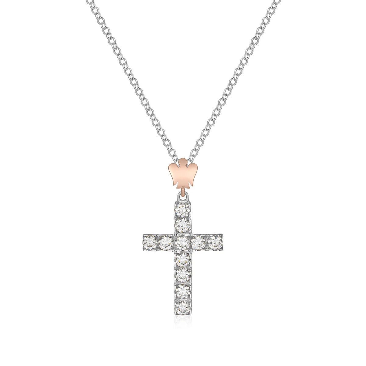 Collana Croce In Argento e Angelo.     Gia447