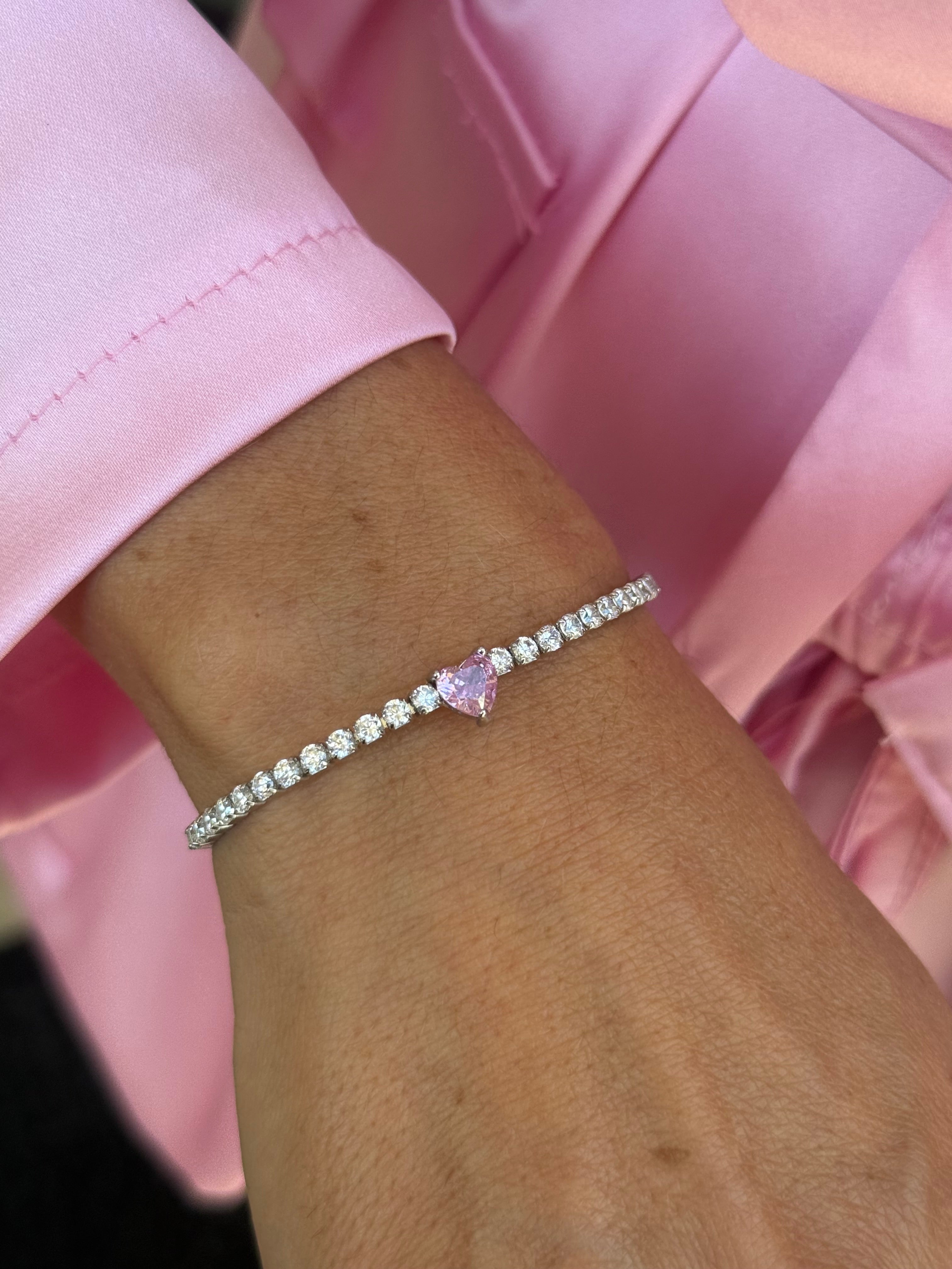 Bracciale Tennis con Cuore Centrale