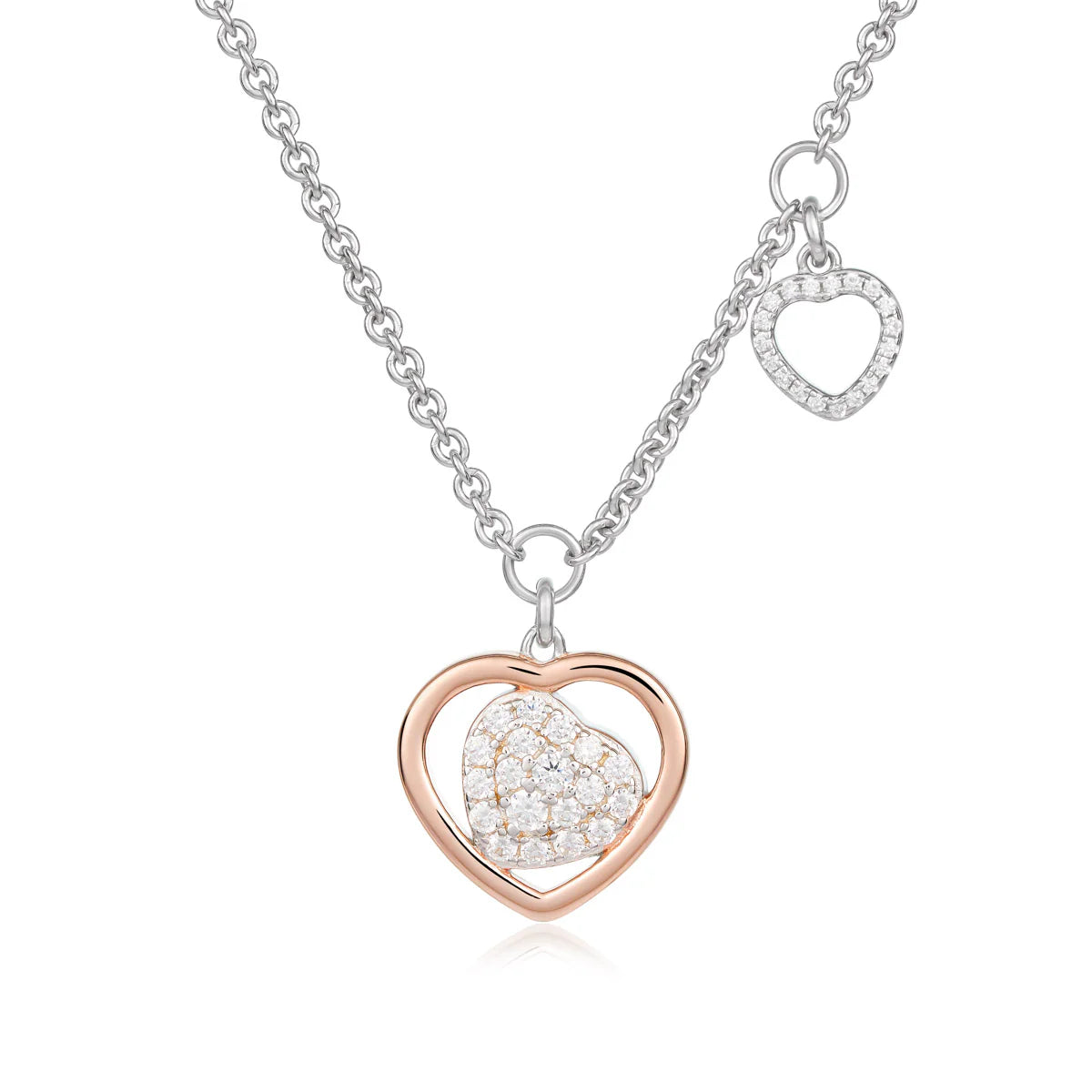 Collana Trilogia Con Cuore Charm Traforato.    GIA455