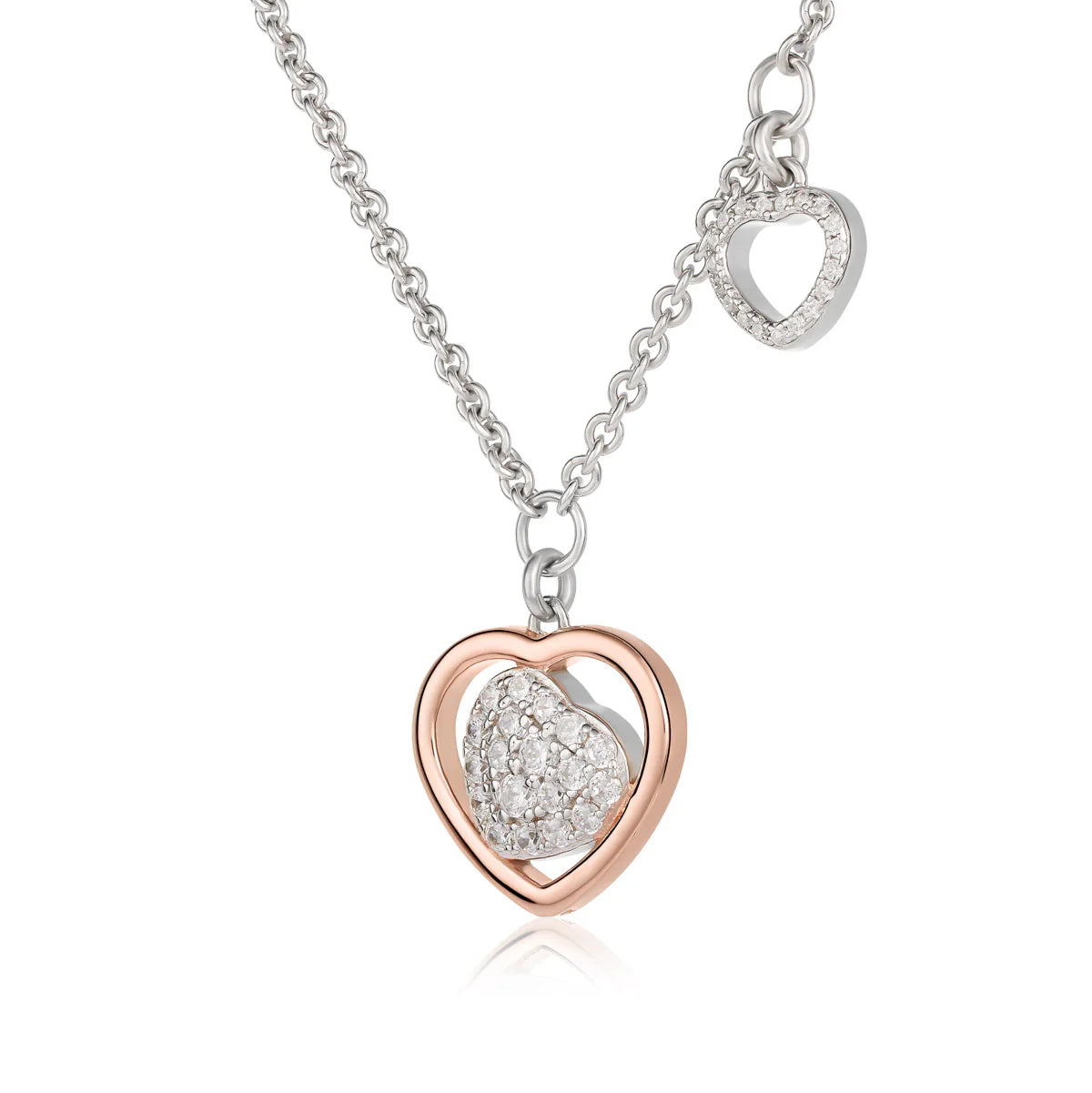 Collana Trilogia Con Cuore Charm Traforato.    GIA455