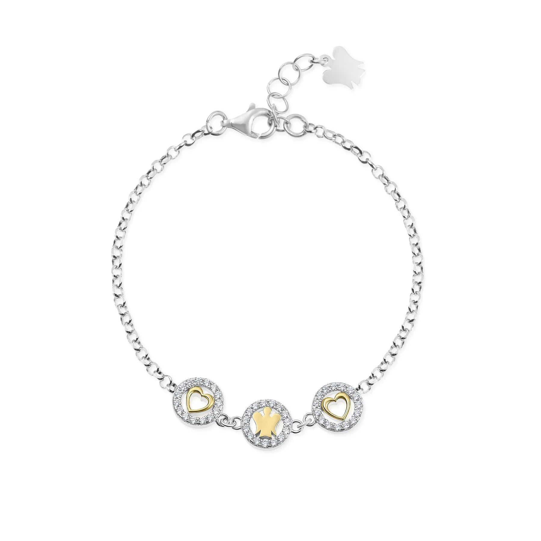 Bracciale Angeli & Cuori Dorati Con Zirconi
