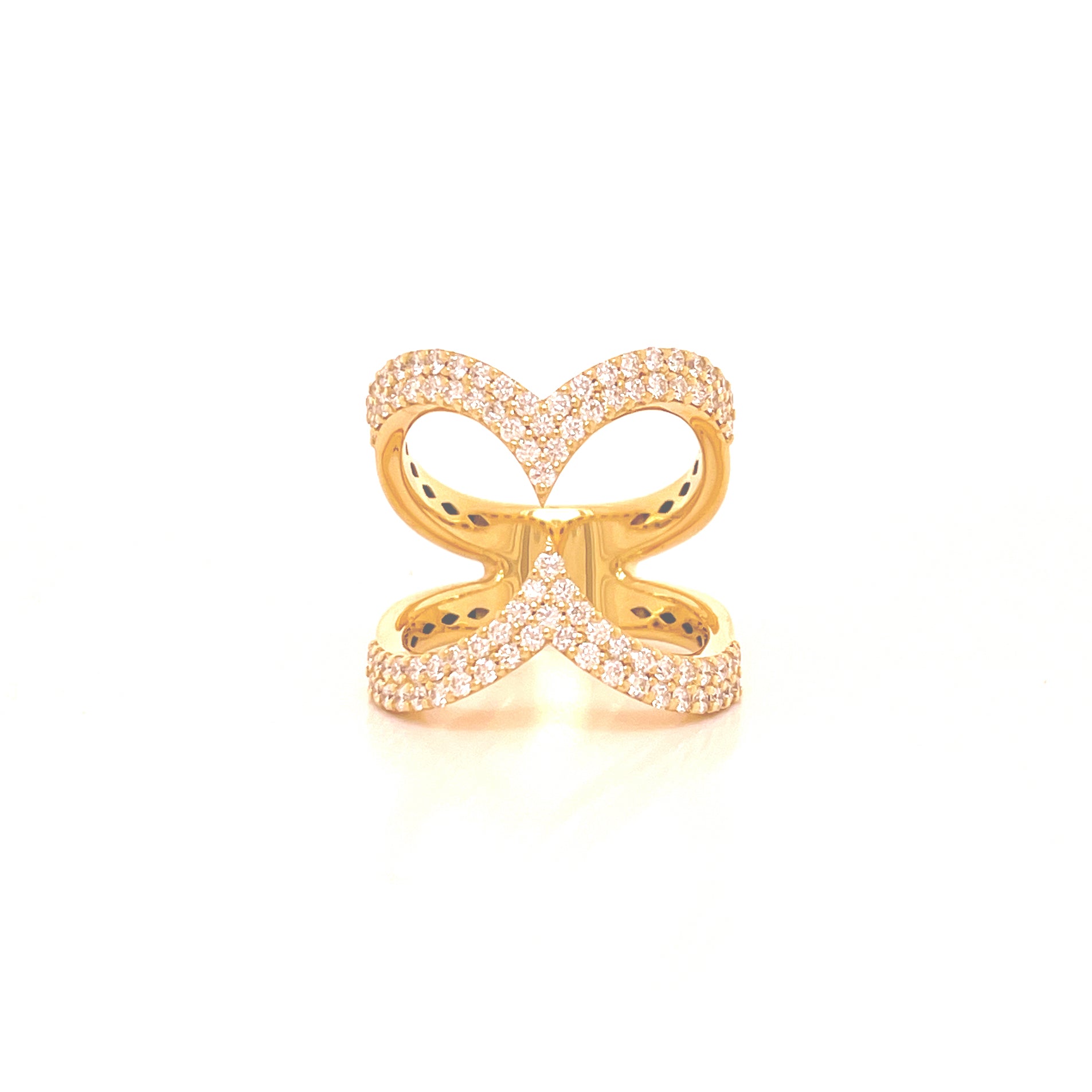 Anello Love Doppio Cuore in Oro 18kt & Diamanti