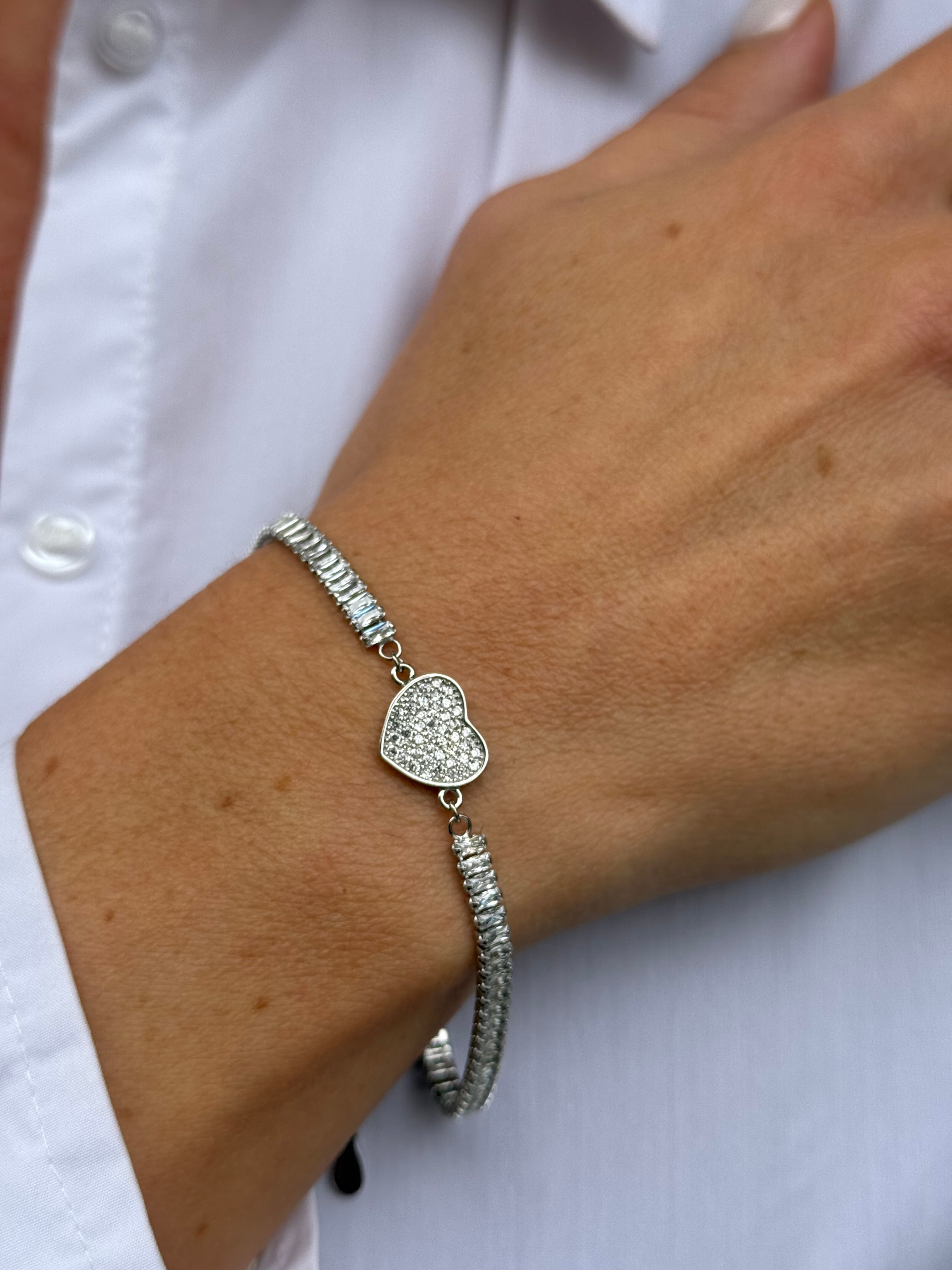 Bracciale Tennis Con Cuore Pavè