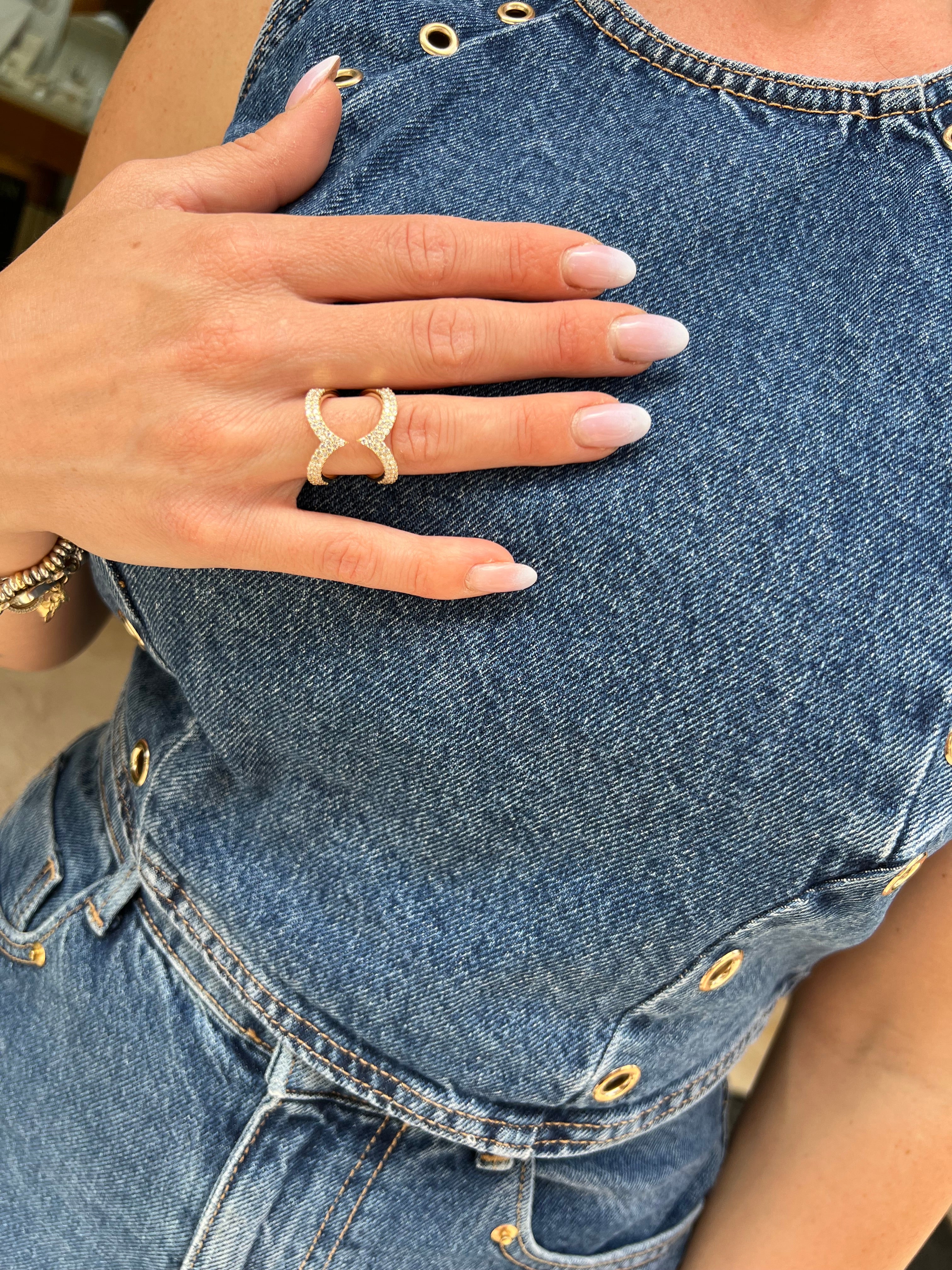 Anello Love Doppio Cuore in Oro 18kt & Diamanti