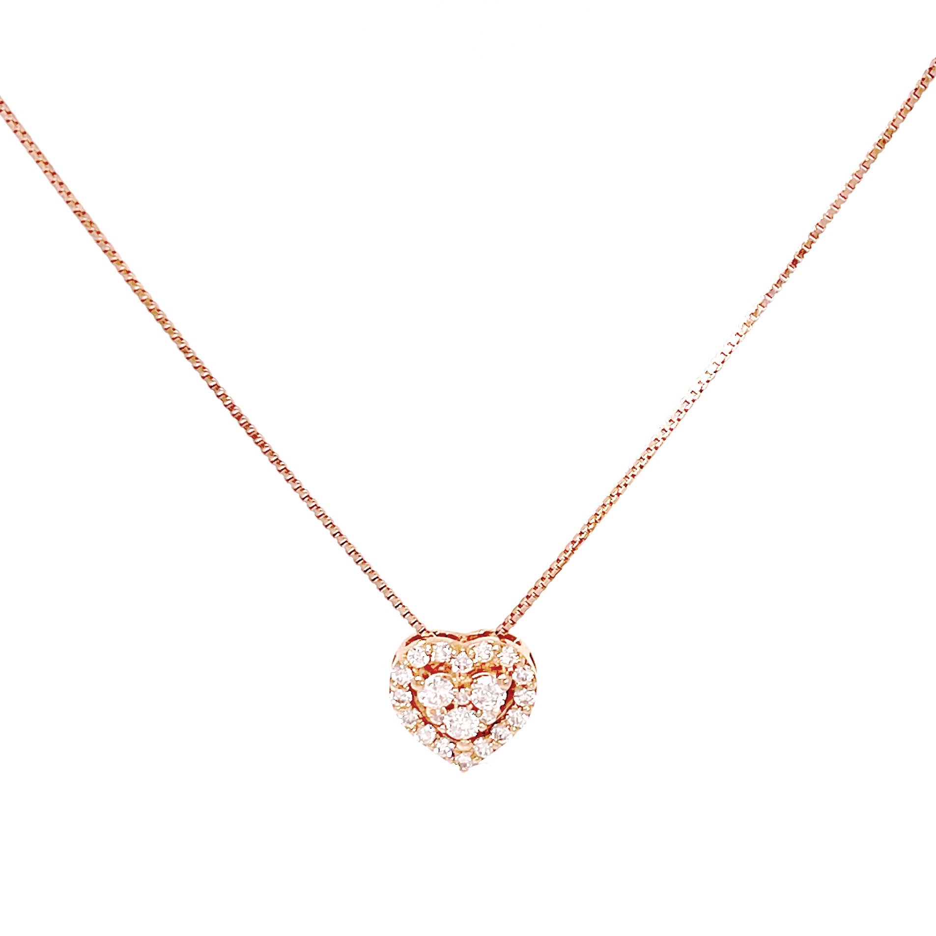 Collana Cuore in Oro Rosè 18kt & Diamanti