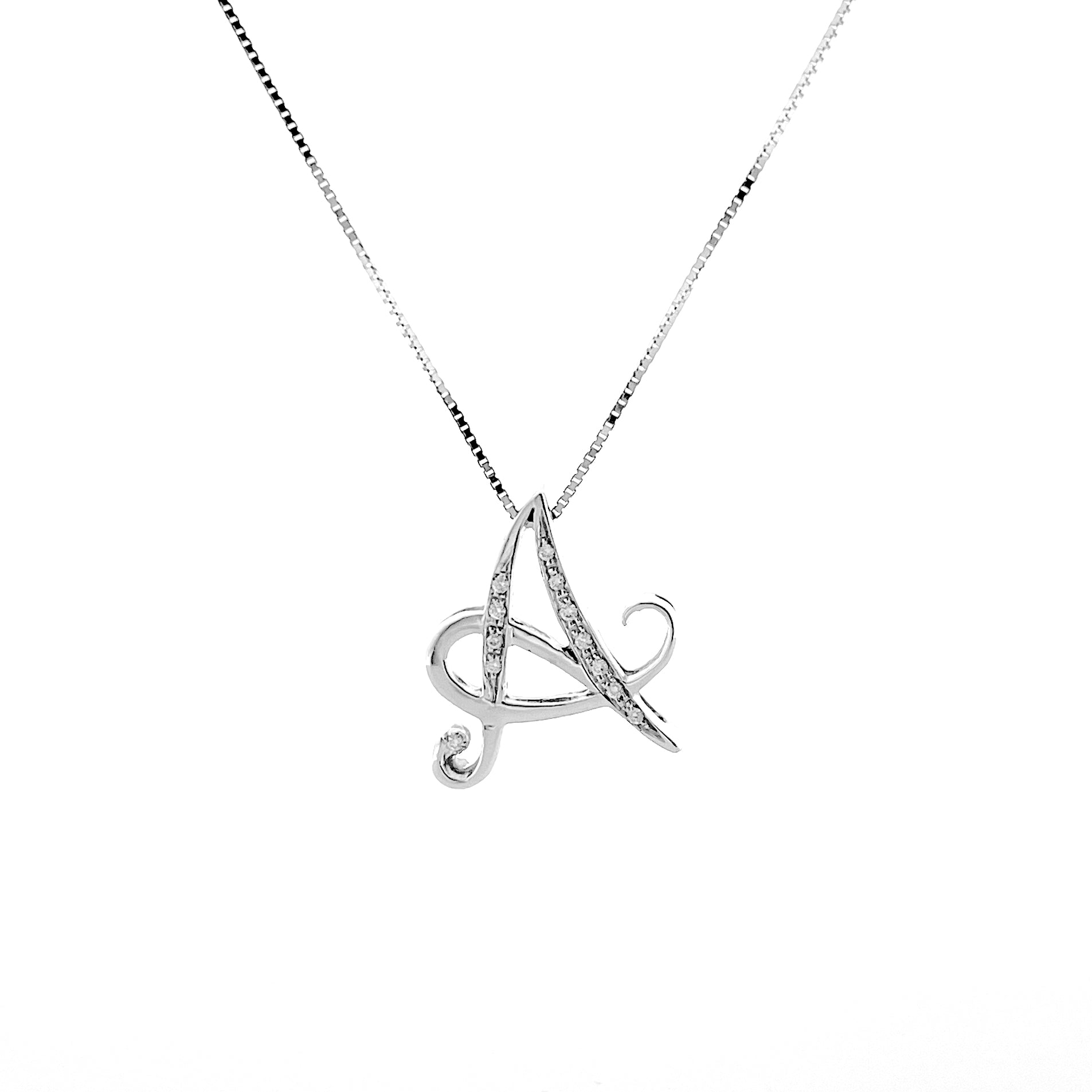 Alfabeto Brasile, Collana Lettera A Oro 18kt & Diamanti