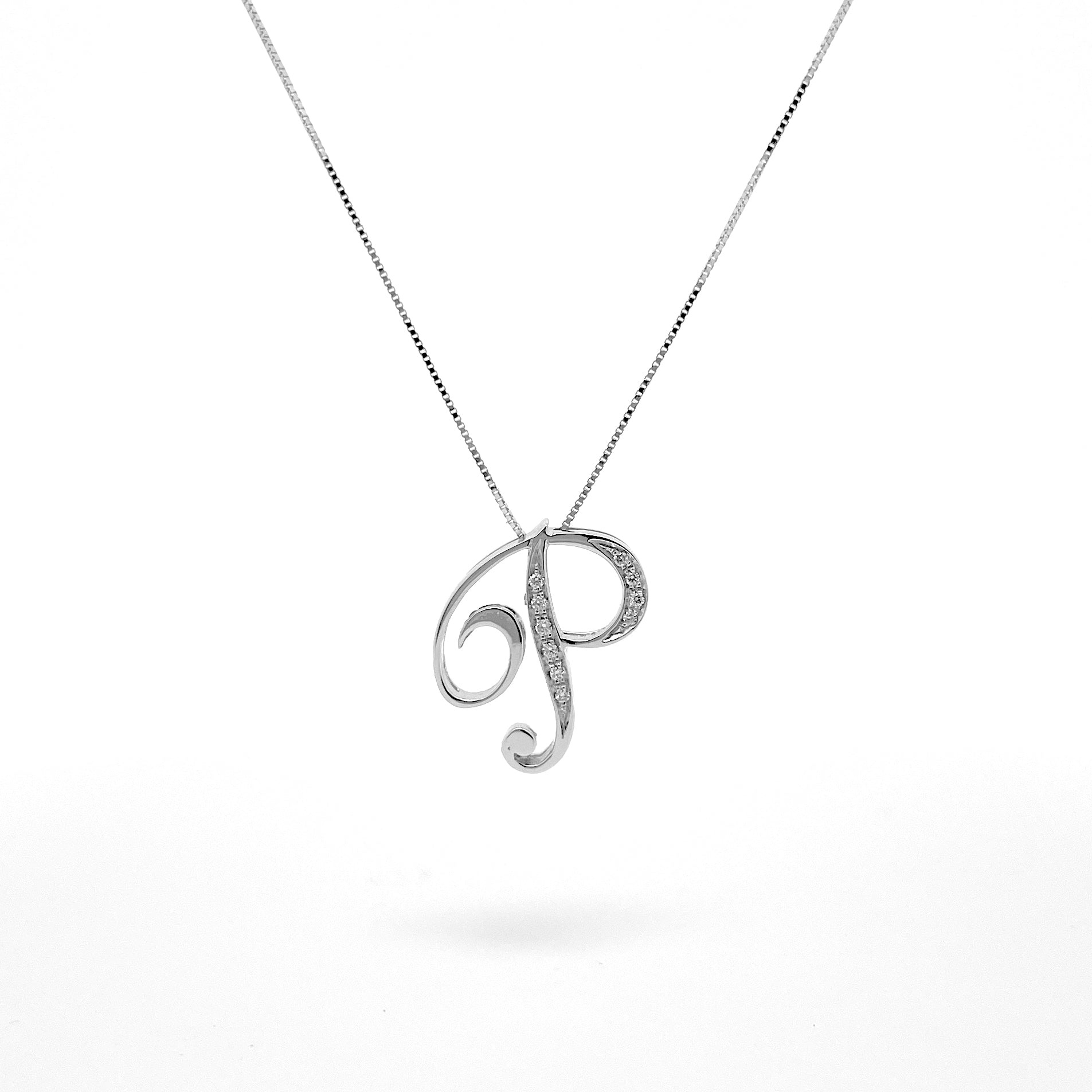 L' Alfabeto Brasile, Collana Lettera P In Oro 18kt & Diamanti