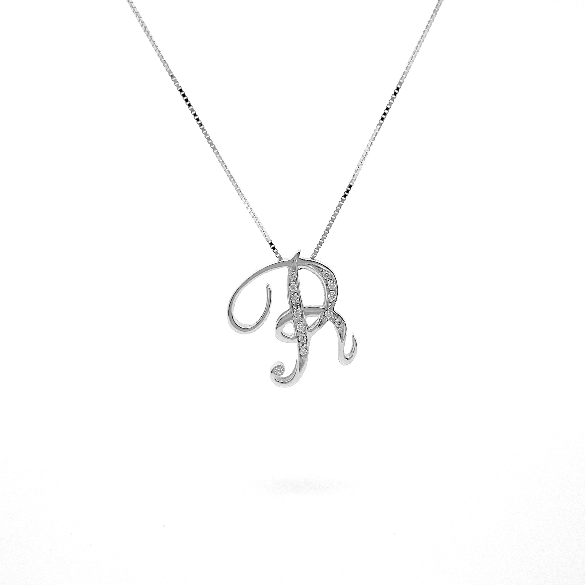 L' Alfabeto Brasile, Collana Lettera R In Oro 18kt & Diamanti