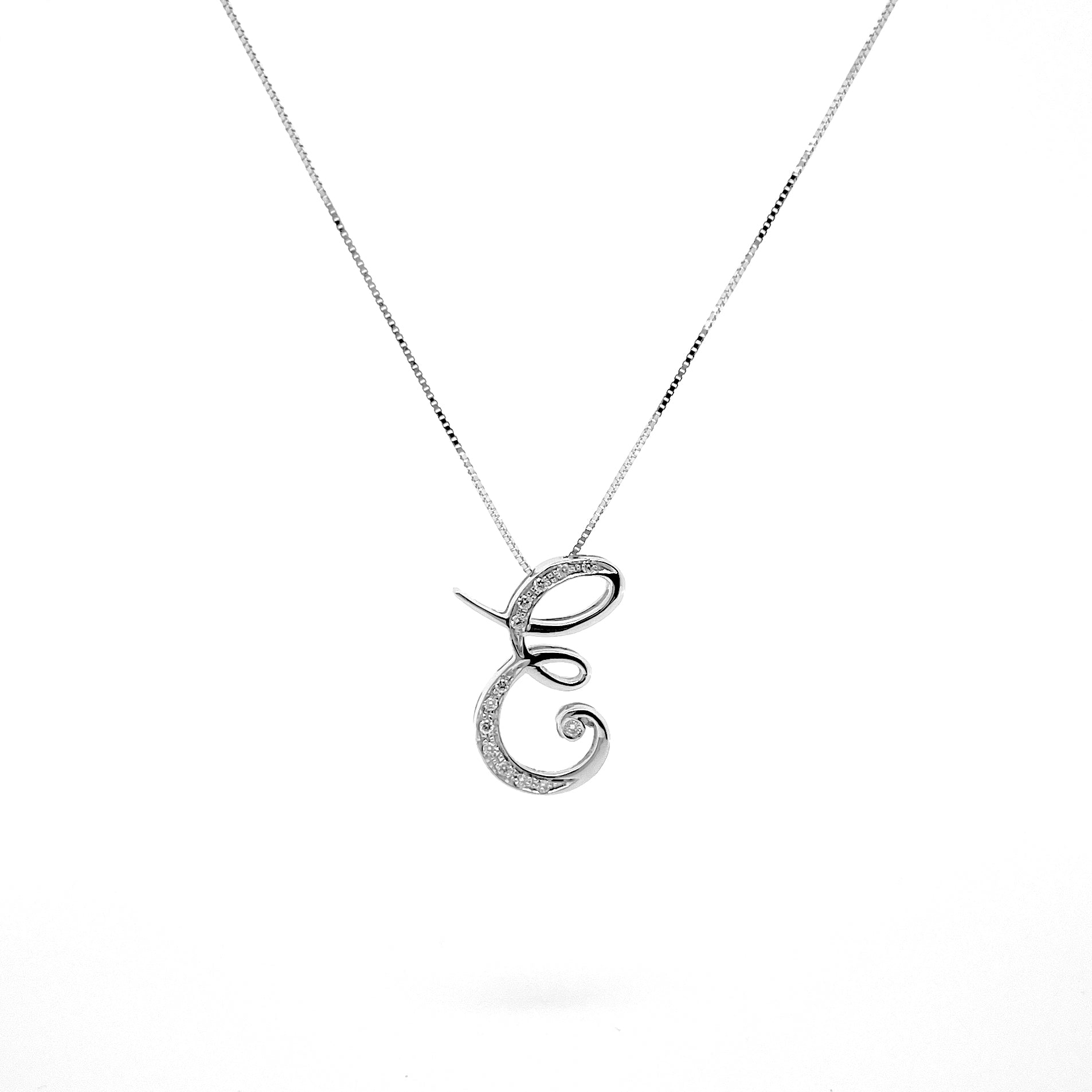 L' Alfabeto Brasile, Collana Lettera E In Oro 18kt & Diamanti