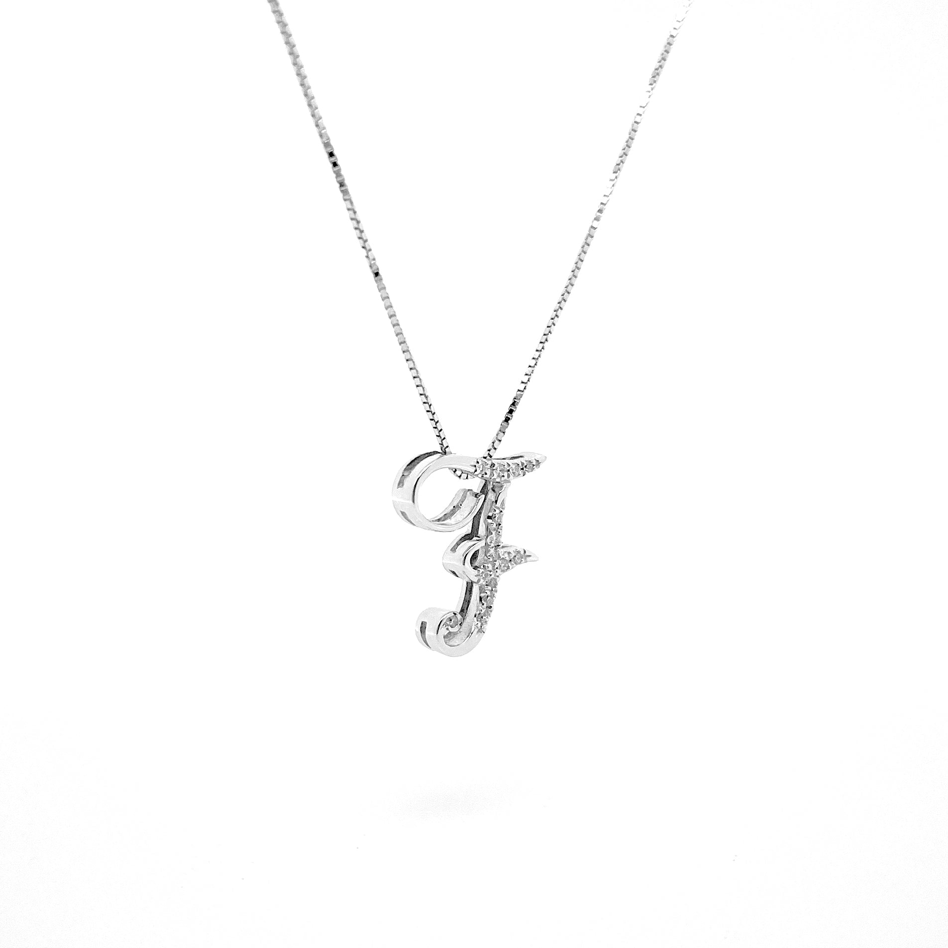 L' Alfabeto Brasile, Collana Lettera F In Oro 18kt & Diamanti