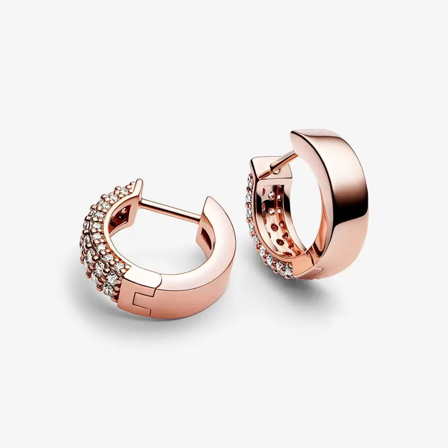 Orecchini Cerchi Pavè Fascia Doppia Rosè    282622C01