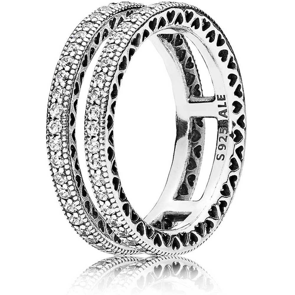 Anello Pandora Doppi Cuori.   196236CZ