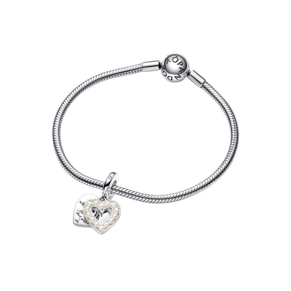 Charm Pendente Doppio Cuore con Perle Coltivate.   792649C01