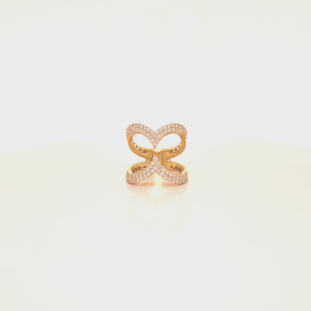 Anello Love Doppio Cuore in Oro 18kt & Diamanti