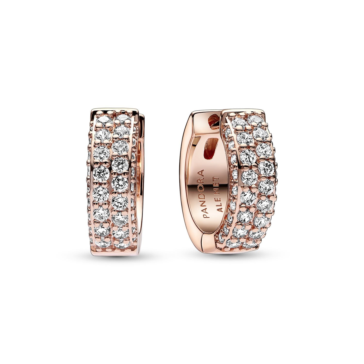Orecchini Cerchi Pavè Fascia Doppia Rosè    282622C01