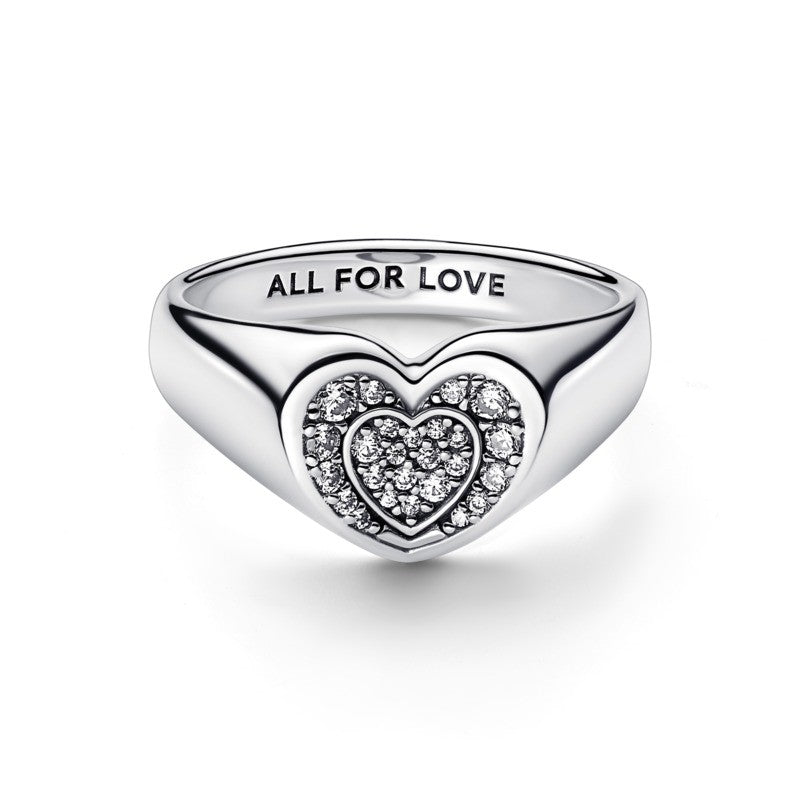 Anello Pandora Cuore Pavè Sigillo.    192491C01